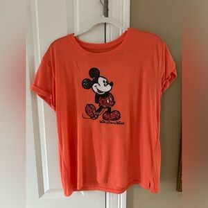 Orange Disney Sequence Mickey Mouse Shirt